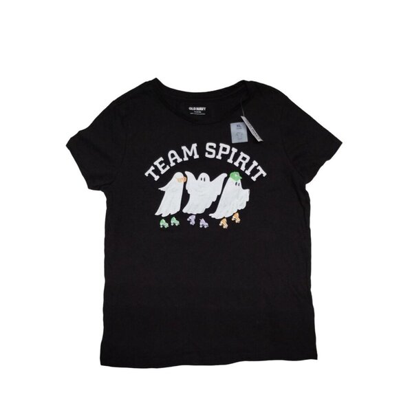 Old Navy Team Spirit Ghosts T-Shirt‎ XL (14-16) Black Cotton Kids Halloween Tee - Picture 1 of 6